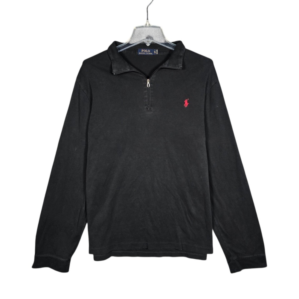 Polo Ralph Lauren 1/4 Zip Pullover Mens XL Black Pima Cotton Lightweight Quarter